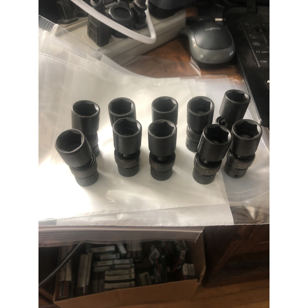 10pcs 9/16" Std SK Tools Universal  Swivel Impact Socket 6pt 1/4" Drive 32318